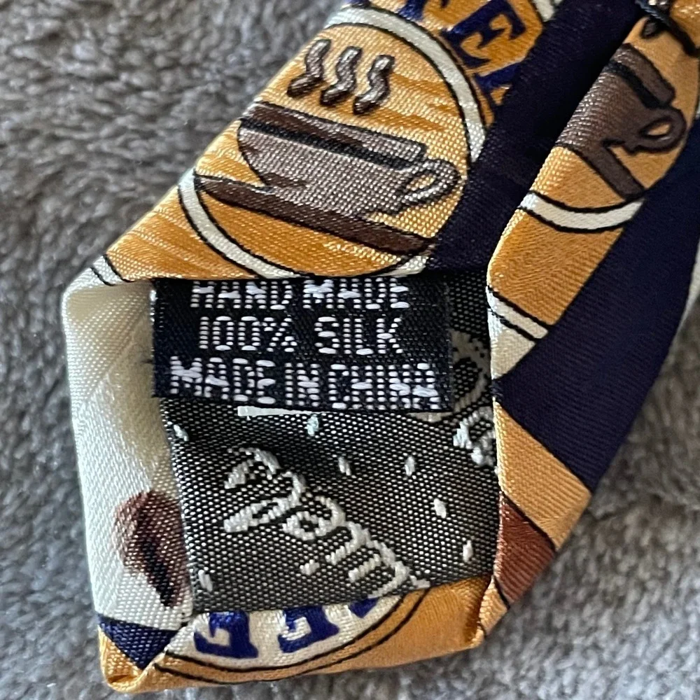 Keith Daniels Coffee Cup Silk Tie Mens Novelty Drink Pattern classic‎ Necktie